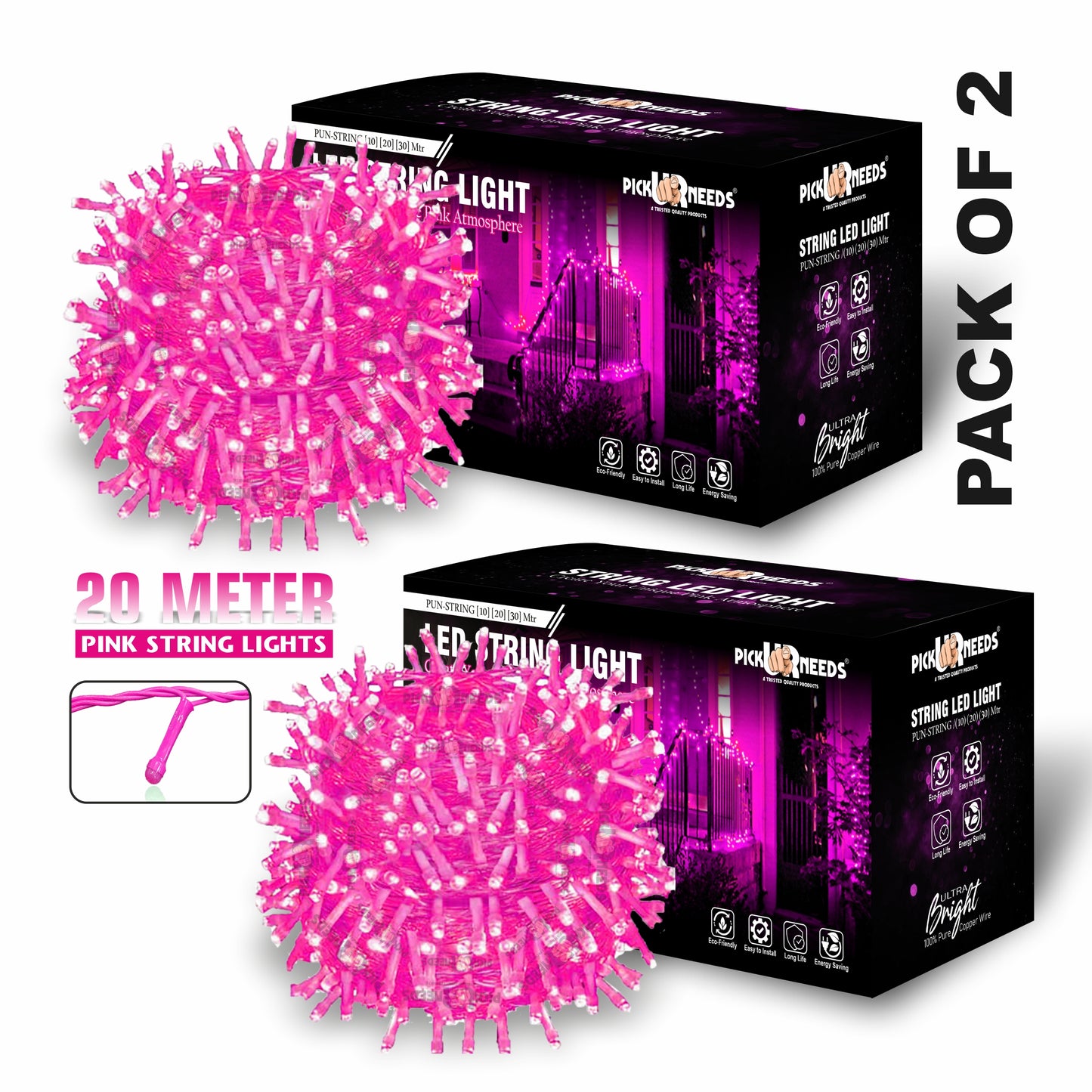 Pick Ur Needs 60 LEDs 20 m Beige Steady String Rice Lights  (Pack of 2)