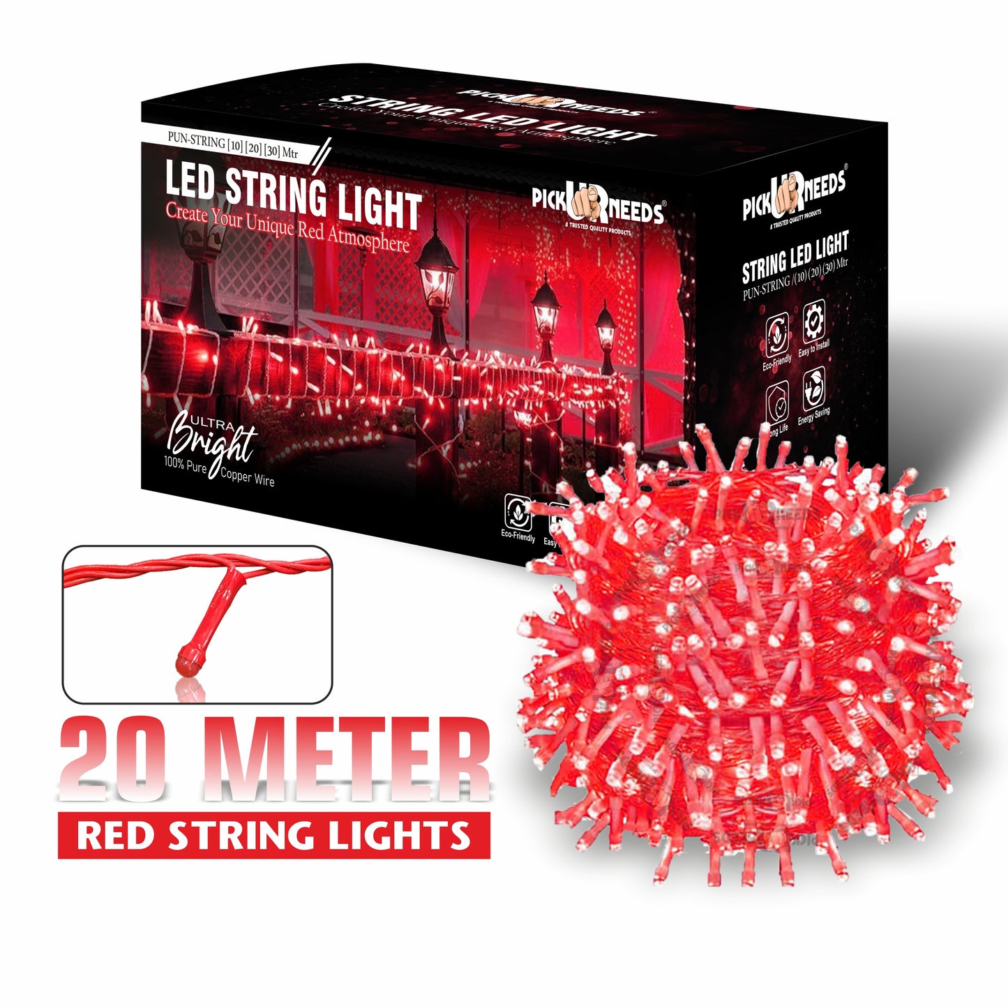 Pick Ur Needs 60 LEDs 20 m Yellow Steady String Rice Lights  (Pack of 1)