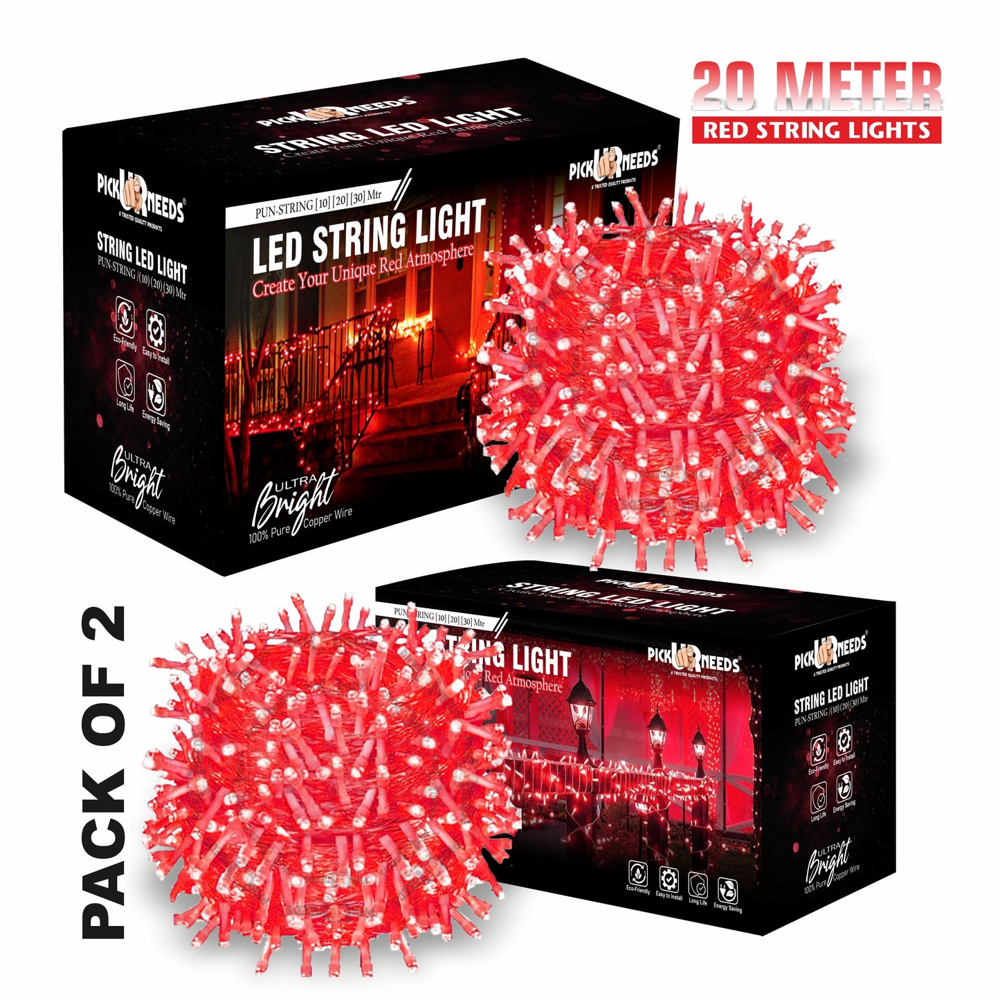 Pick Ur Needs 60 LEDs 20 m Blue Steady String Rice Lights