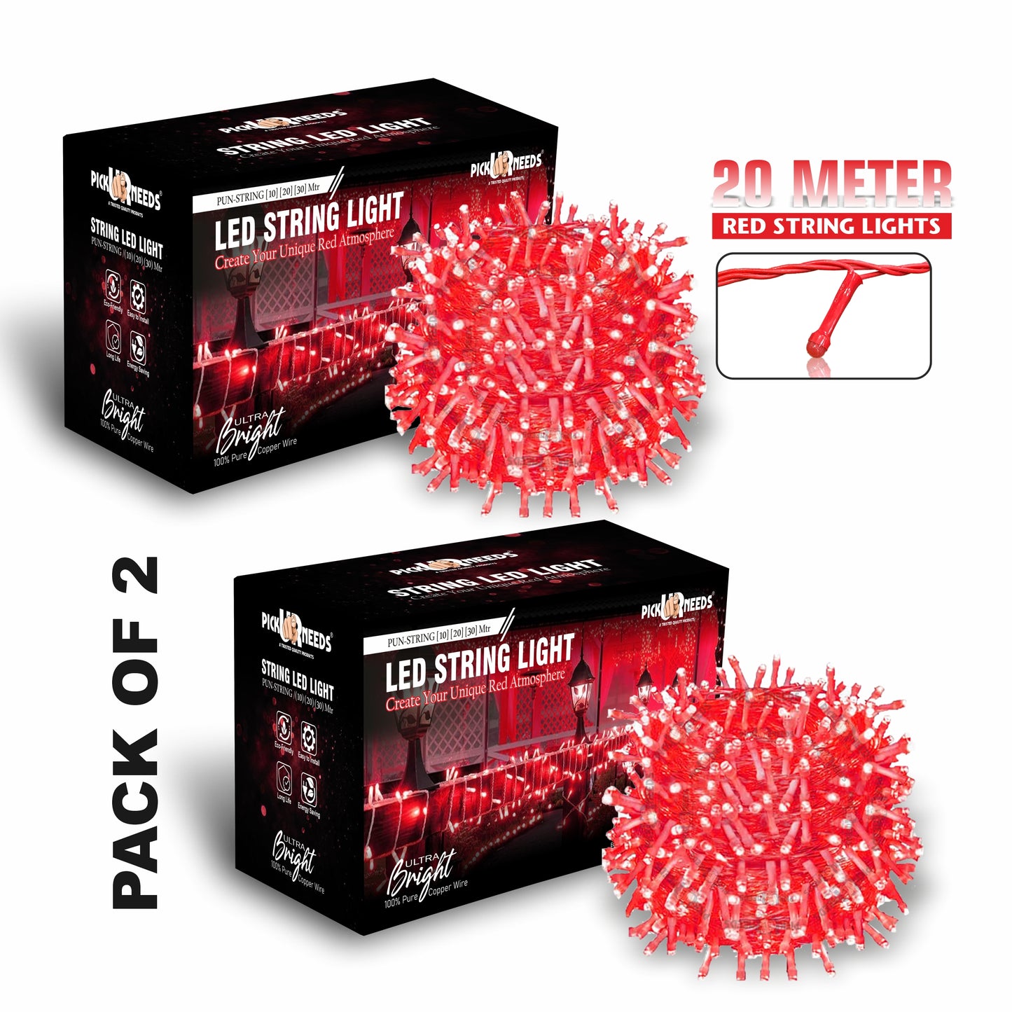 Pick Ur Needs 60 LEDs 20 m Beige Steady String Rice Lights  (Pack of 2)