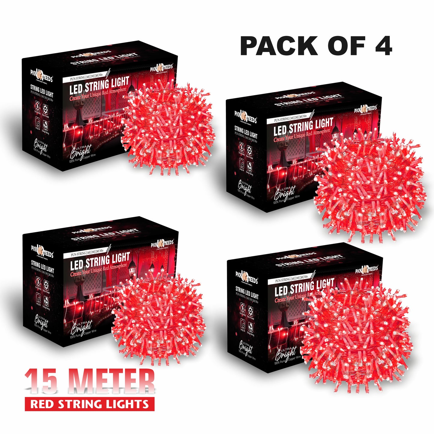 Pick Ur Needs 40 LEDs 15 m Orange Steady String Rice Lights