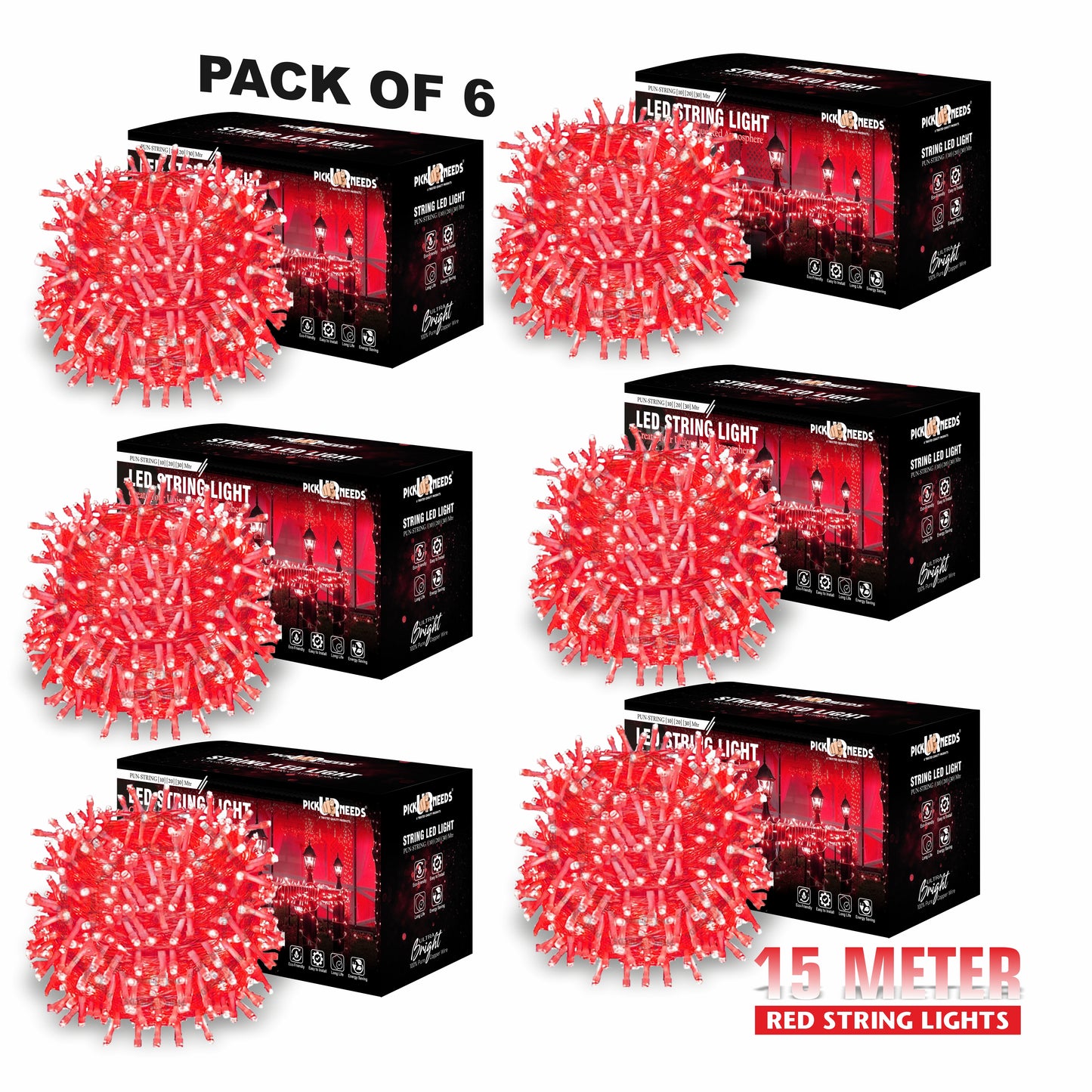 Pick Ur Needs 40 LEDs 15 m Orange Steady String Rice Lights
