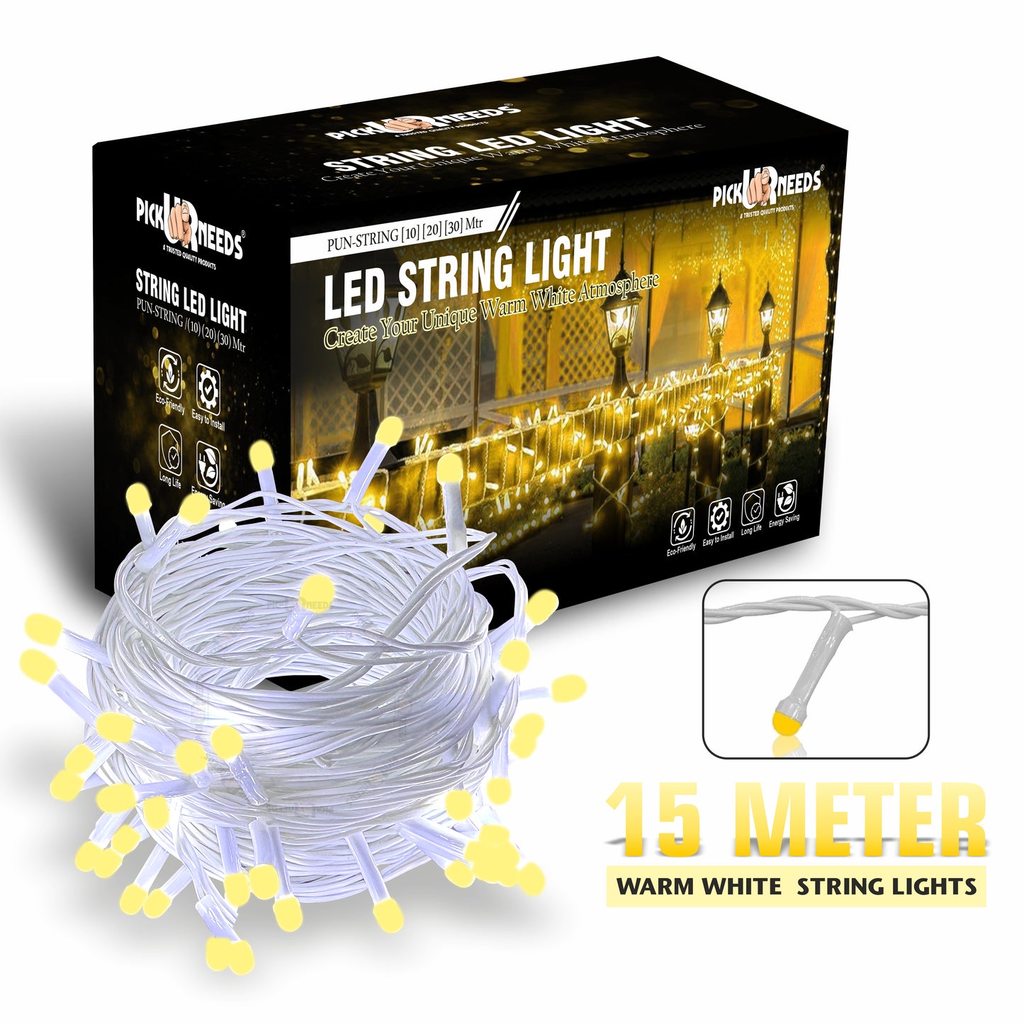 Pick Ur Needs 40 LEDs 15 m Orange Steady String Rice Lights