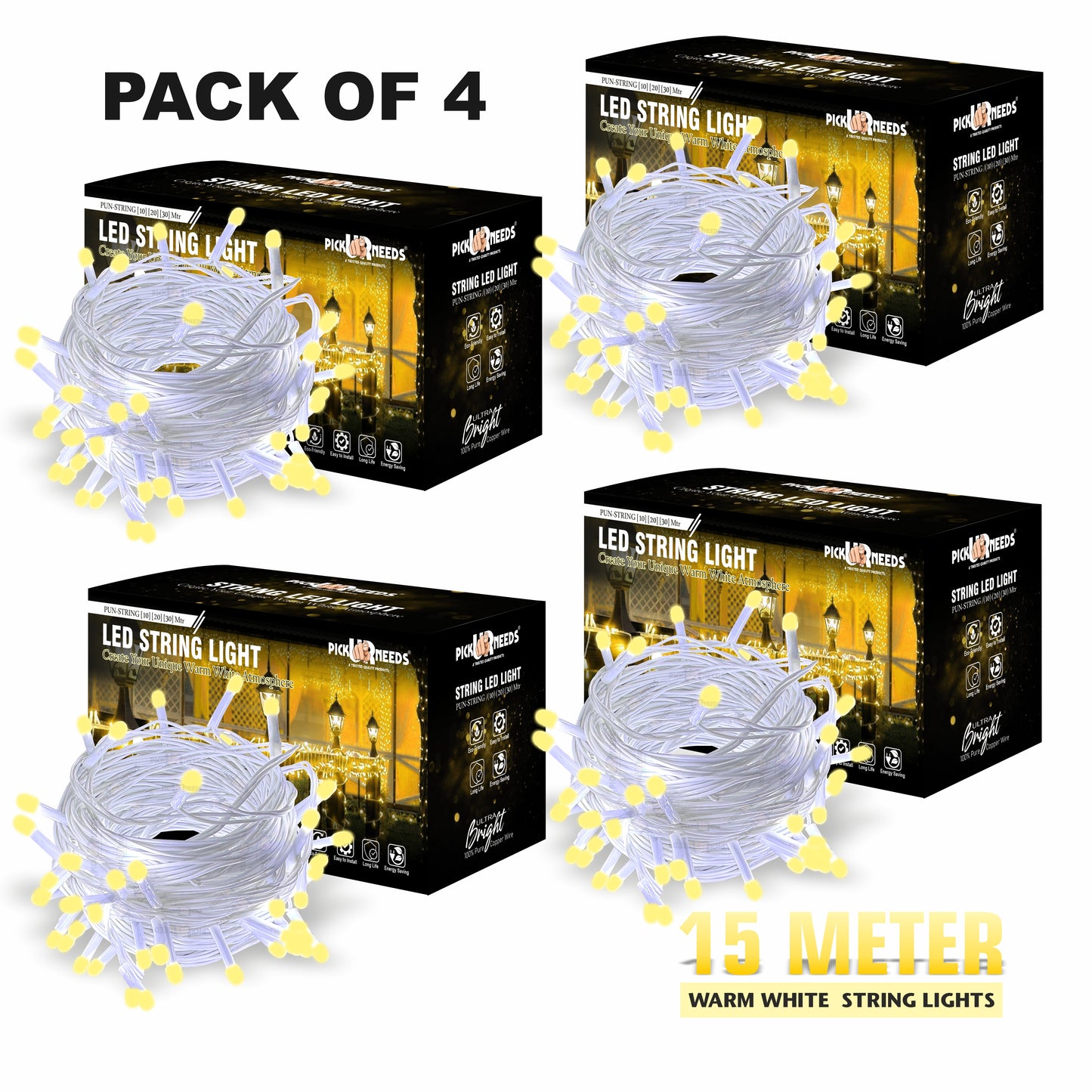 Pick Ur Needs 40 LEDs 15 m Orange Steady String Rice Lights