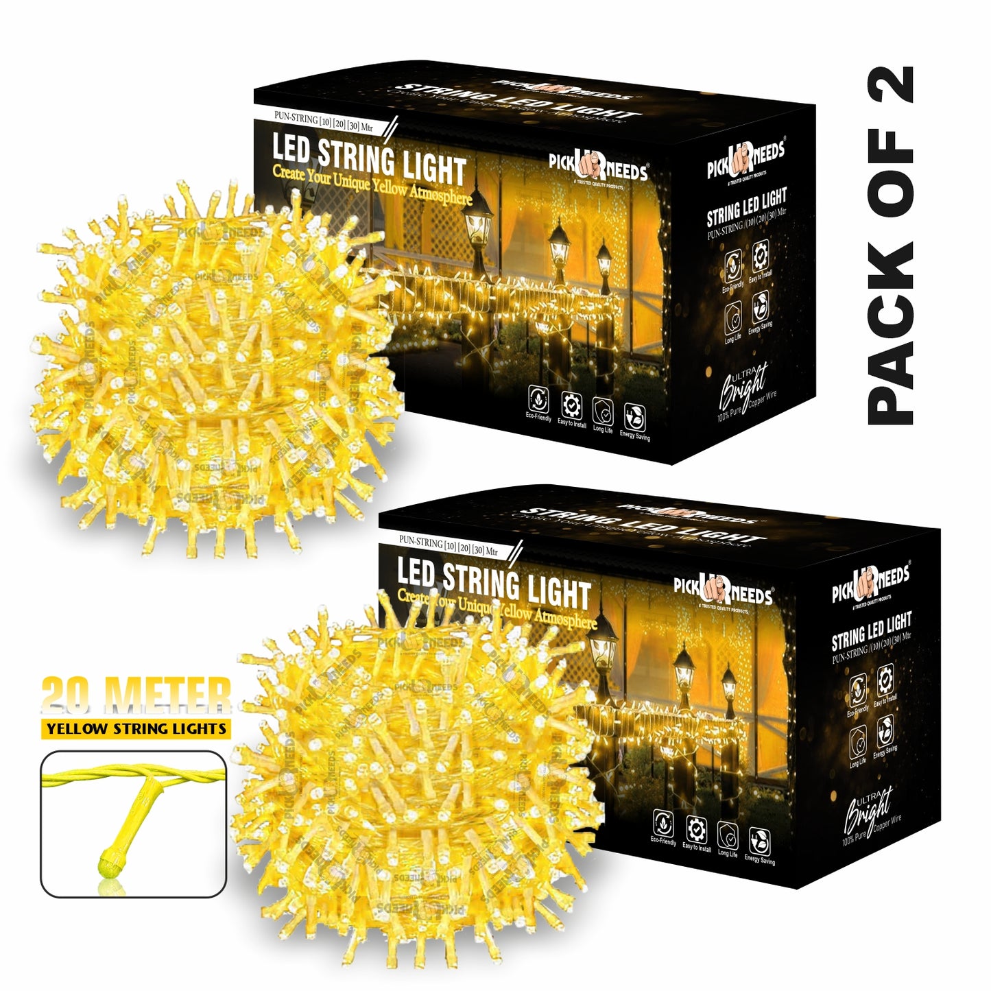 Pick Ur Needs 60 LEDs 20 m Beige Steady String Rice Lights  (Pack of 2)