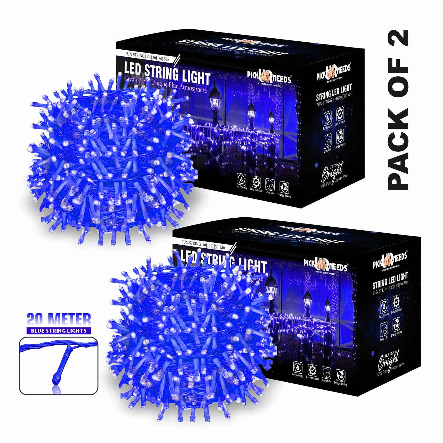 Pick Ur Needs 60 LEDs 20 m Beige Steady String Rice Lights  (Pack of 2)