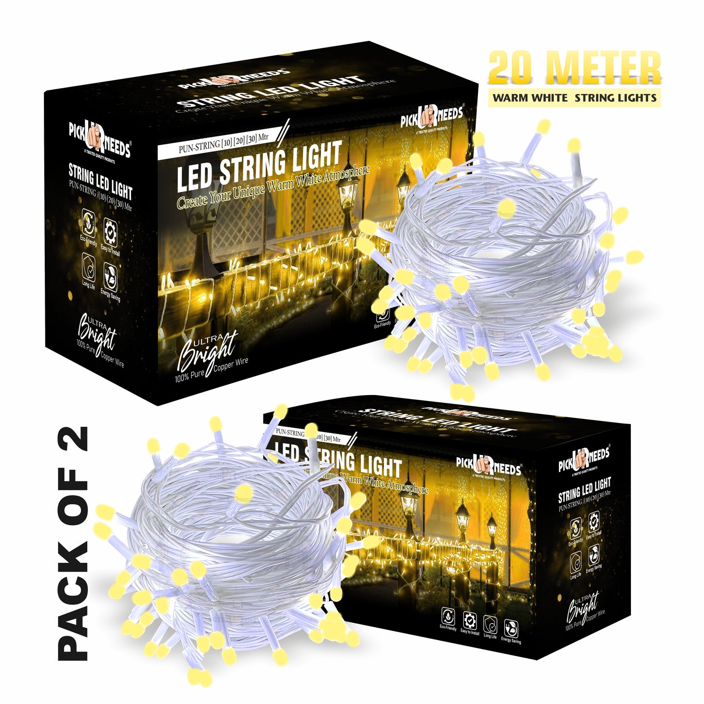 Pick Ur Needs 60 LEDs 20 m Blue Steady String Rice Lights