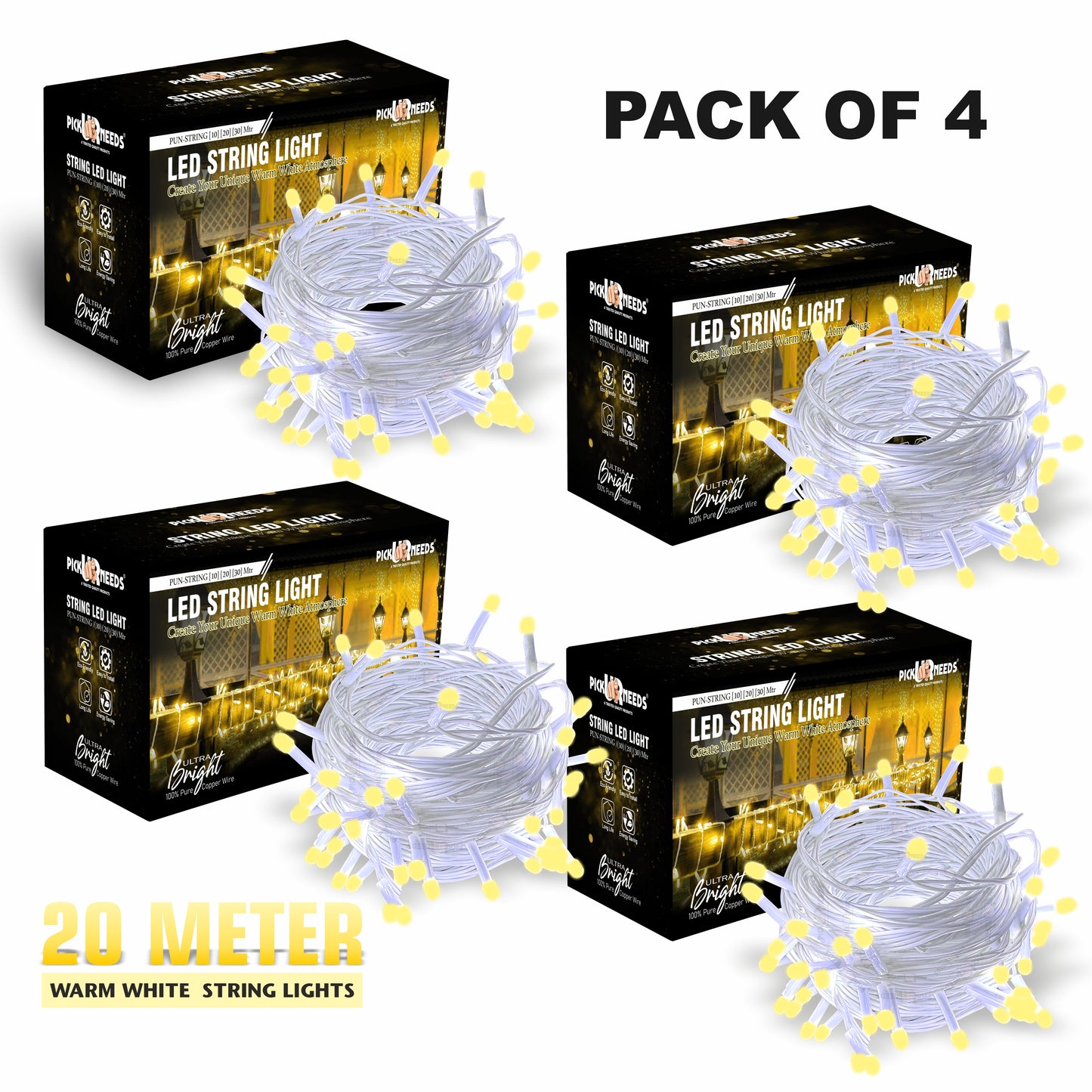 Pick Ur Needs 60 LEDs 20 m Blue Steady String Rice Lights
