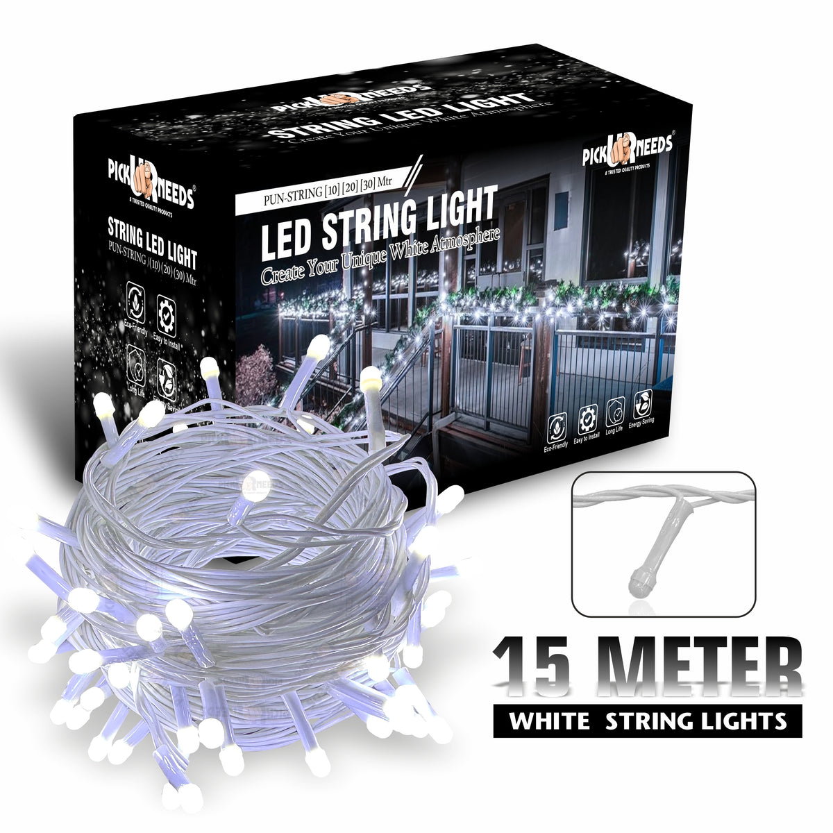Pick Ur Needs 60 LEDs 15 m Steady String Rice Lights