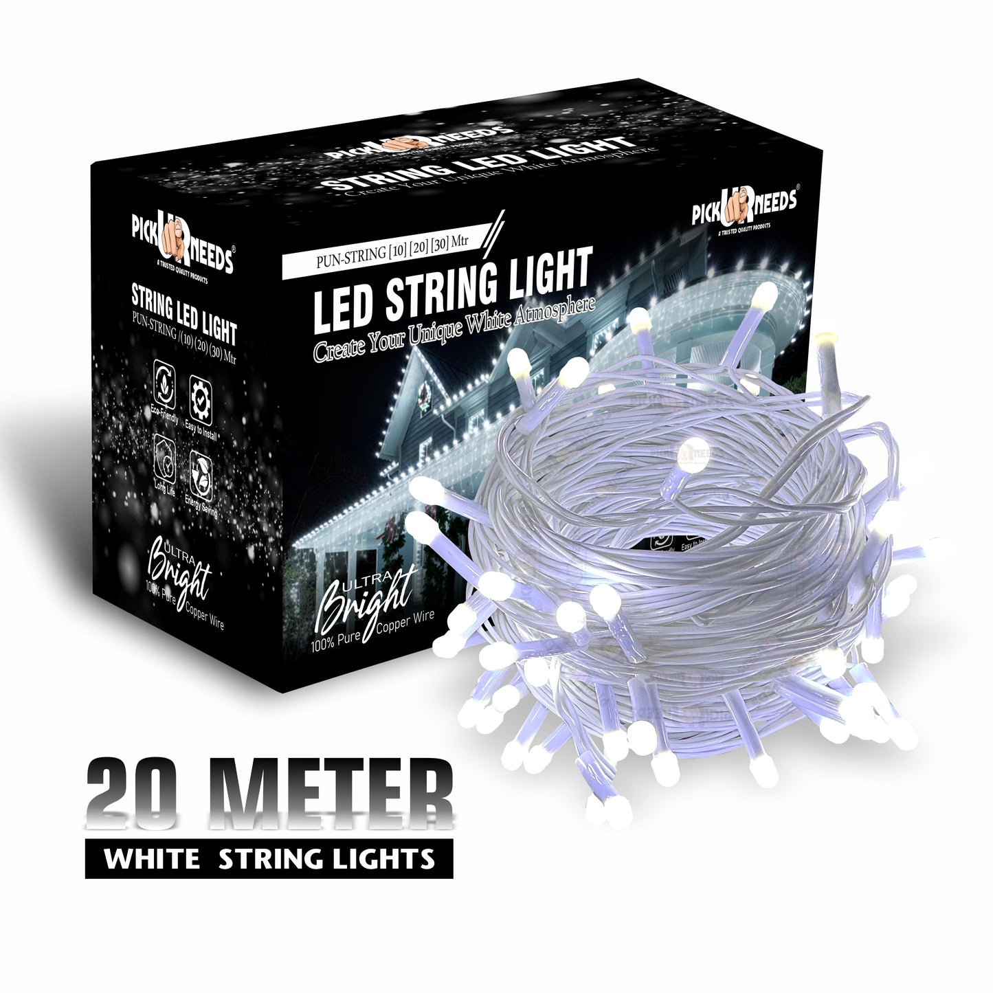 Pick Ur Needs 60 LEDs 20 m Blue Steady String Rice Lights