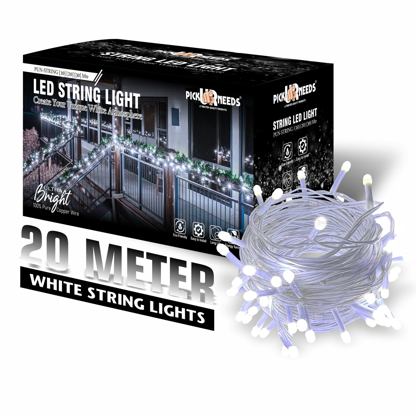 Pick Ur Needs 60 LEDs 20 m Yellow Steady String Rice Lights  (Pack of 1)