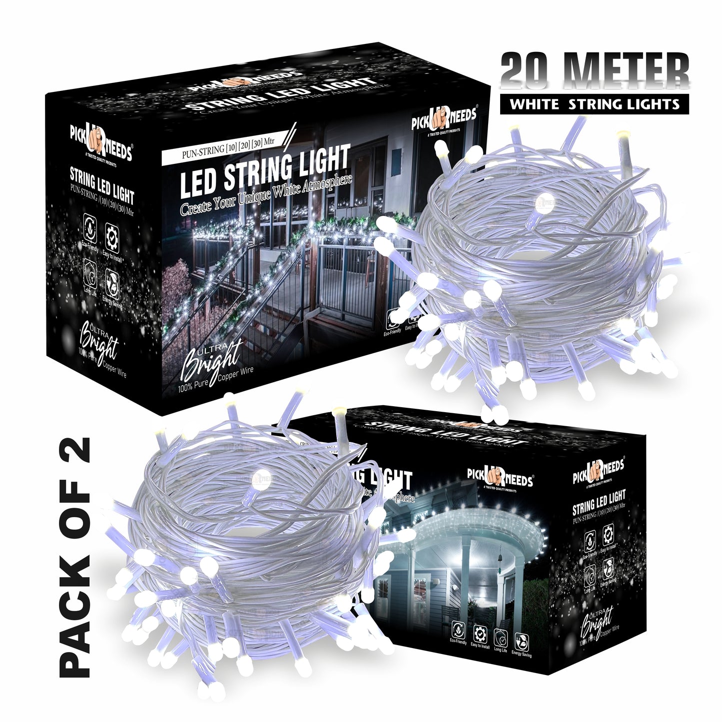 Pick Ur Needs 60 LEDs 20 m Blue Steady String Rice Lights