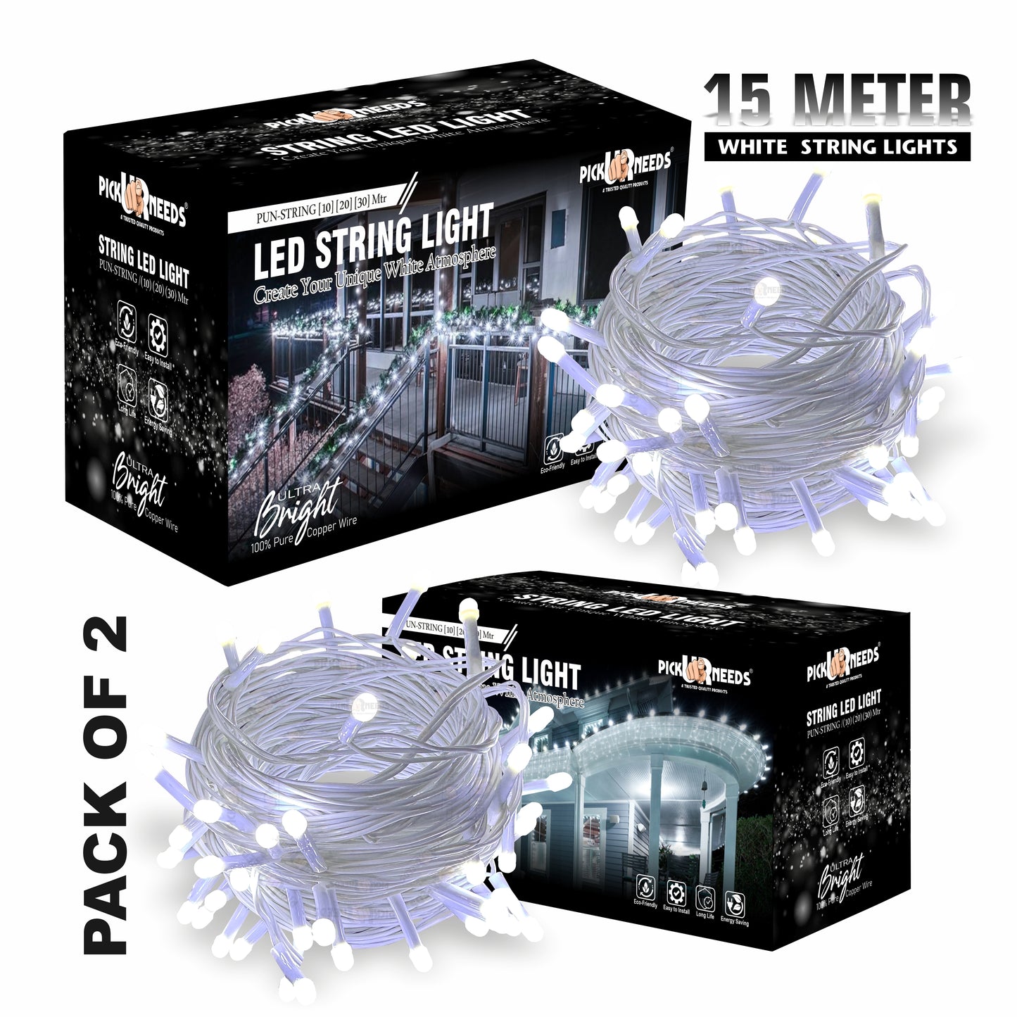 Pick Ur Needs 40 LEDs 15 m Orange Steady String Rice Lights