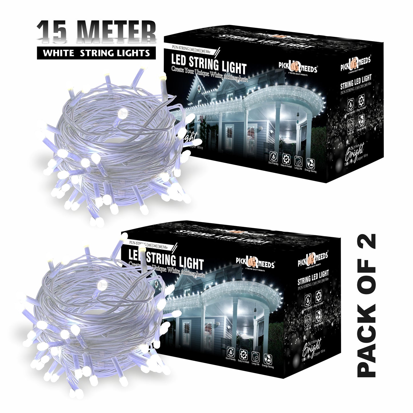 Pick Ur Needs 40 LEDs 15 m Yellow Steady String Rice Lights