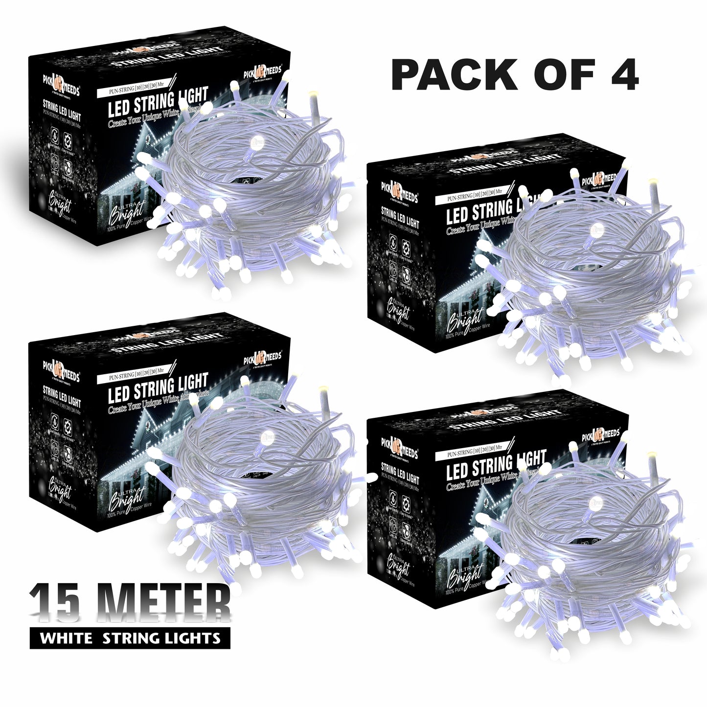 Pick Ur Needs 40 LEDs 15 m Orange Steady String Rice Lights