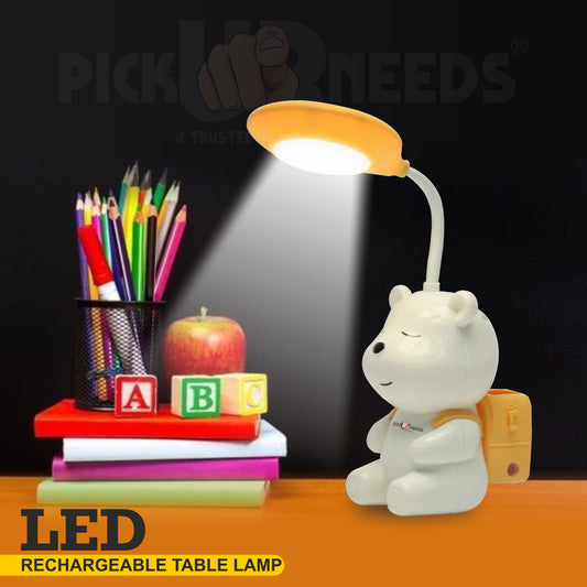 Pick Ur Needs Cute Bear Rechargeable Study Table LED Desk Lamp Light Pencil Sharpening