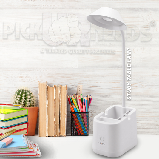 Pick Ur Needs Foldable Rechargeable Table Lamp LED Desk Light with Pen Stand Study Lamp  (12 cm, White)