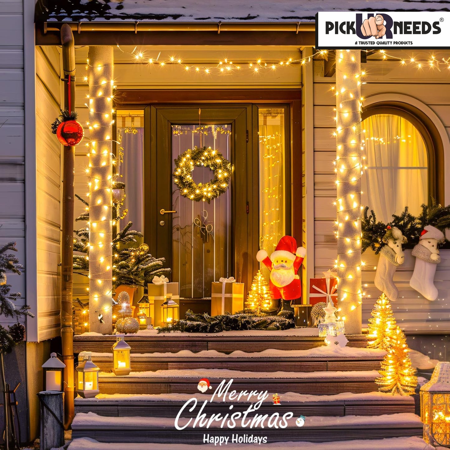 Pick Ur Needs 60 LEDs 20 m Yellow Steady String Rice Lights  (Pack of 4)