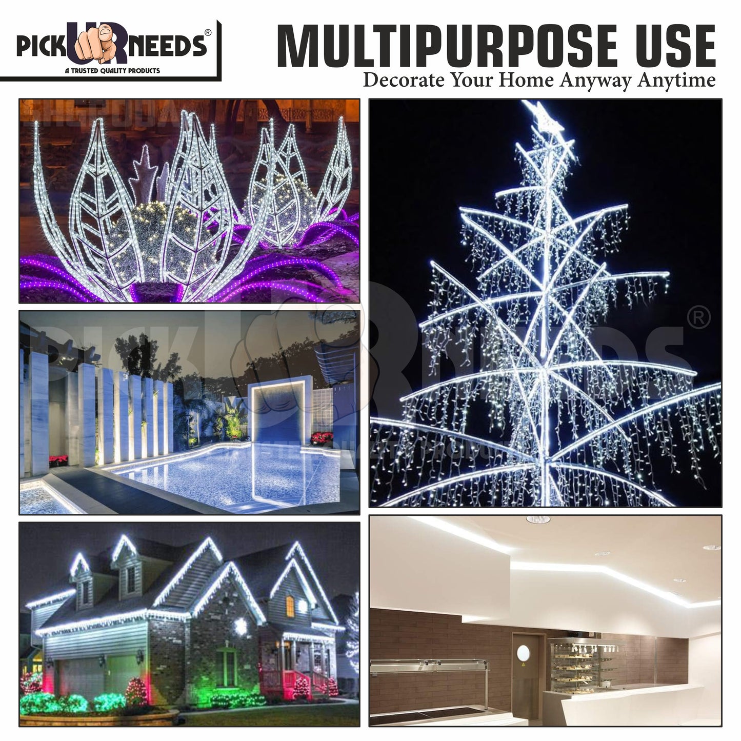 Pick Ur Needs 1200 LEDs 5 m Multicolor Steady Strip Rice Lights  (Pack of 1)
