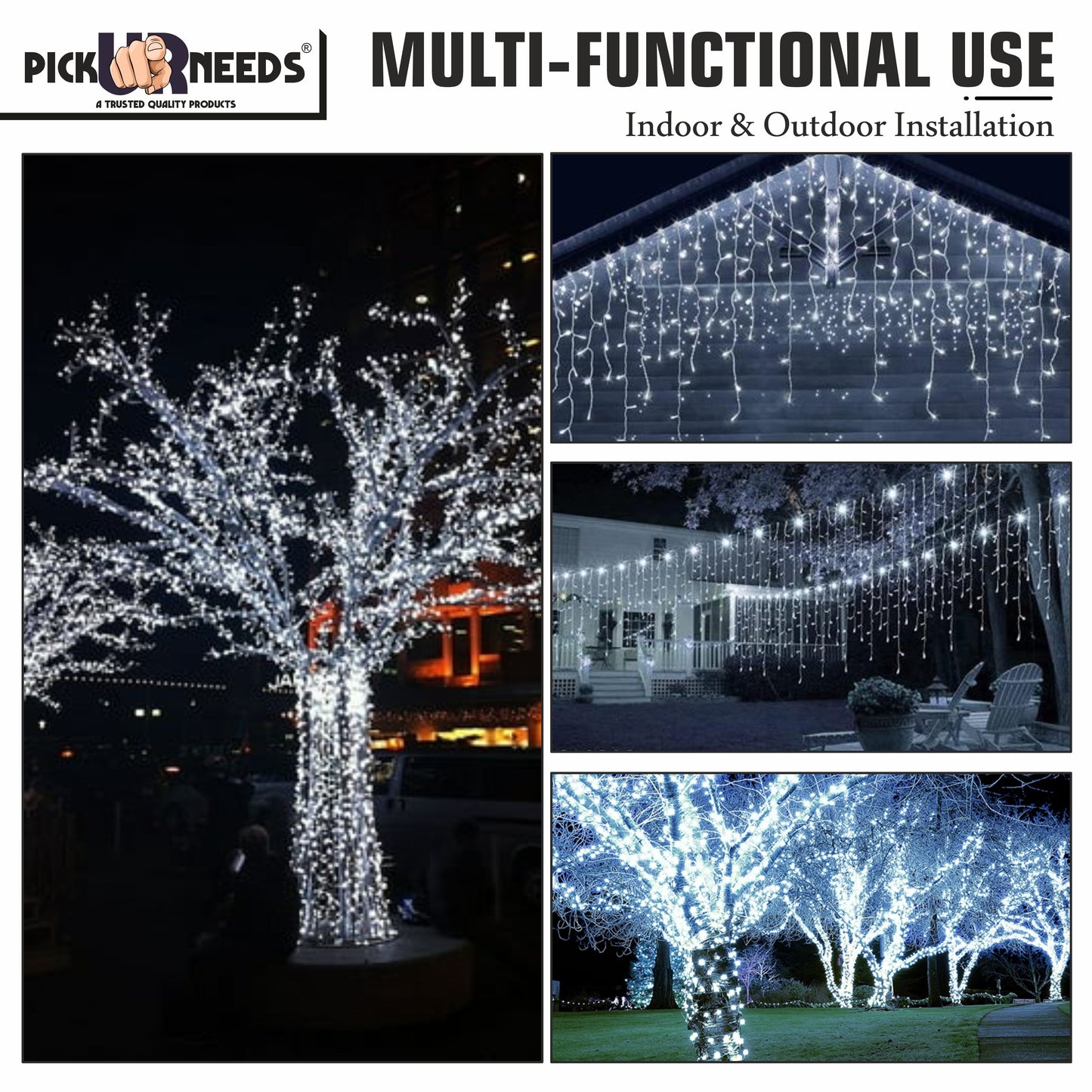 Pick Ur Needs 60 LEDs 20 m Yellow Steady String Rice Lights  (Pack of 4)