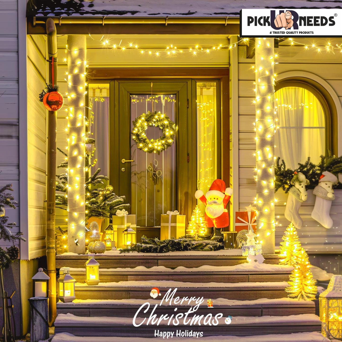 Pick Ur Needs 60 LEDs 20 m Yellow Steady String Rice Lights  (Pack of 4)