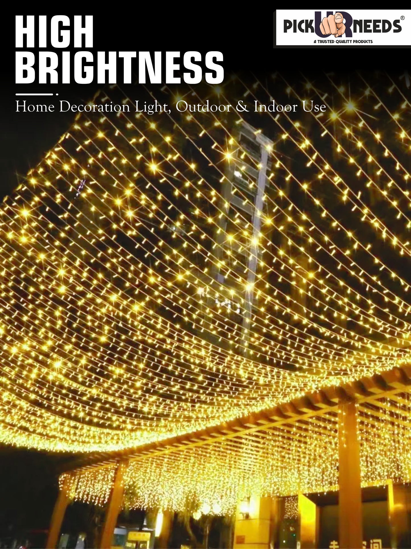Pick Ur Needs 60 LEDs 20 m Yellow Steady String Rice Lights  (Pack of 4)