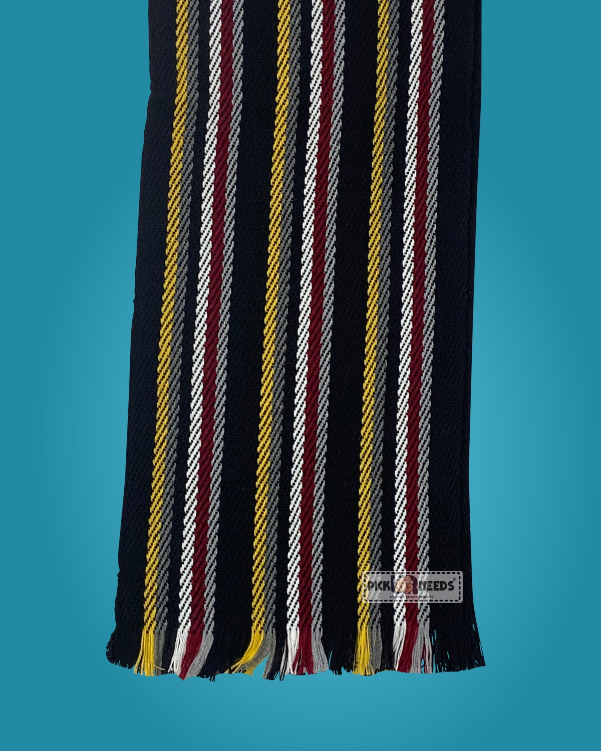 Pick Ur Needs Premium Men's Warm And Stylish Woolen Muffler With Multicolour Stripes And Stylish Tussles Ends