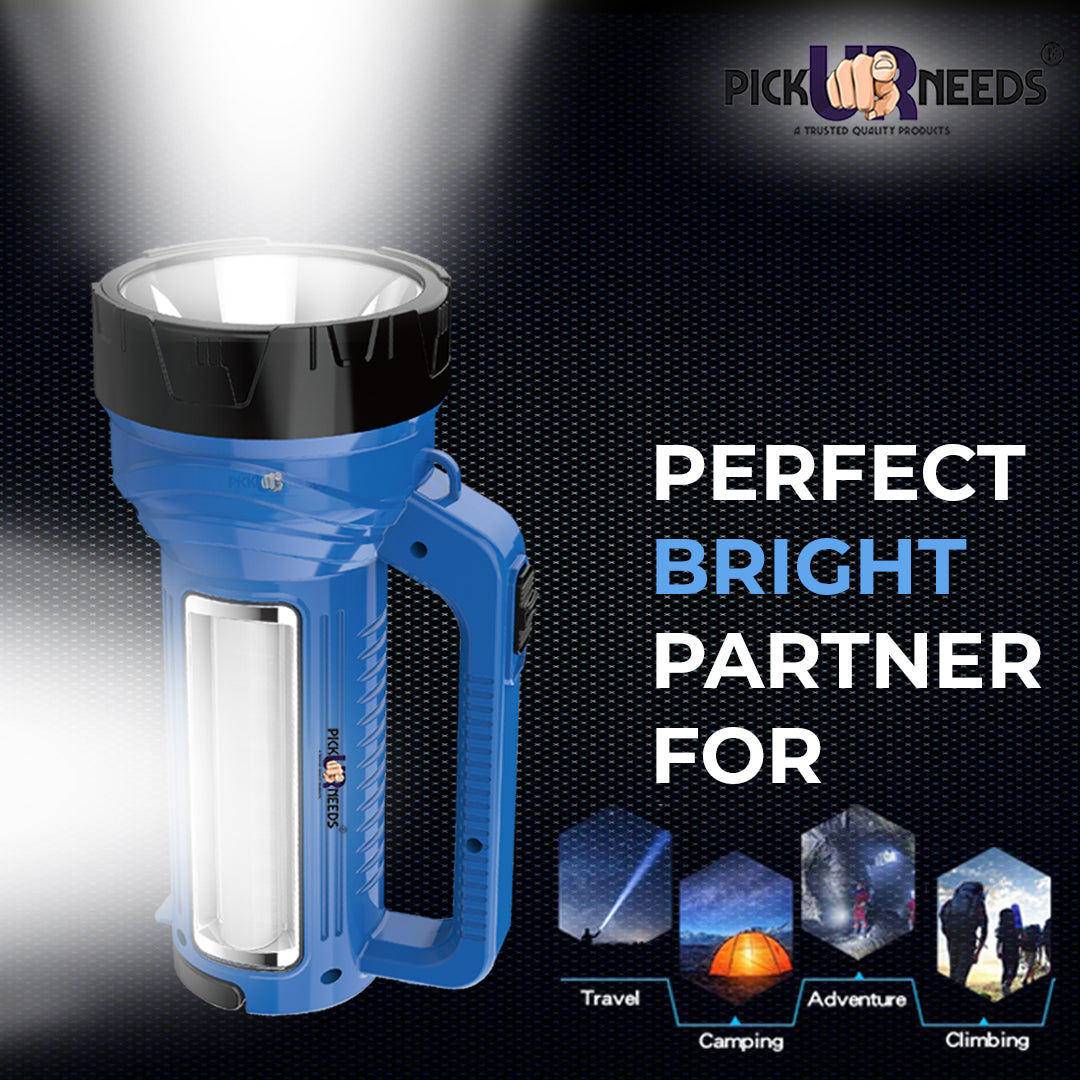 Pick Ur Needs Rechargeable Long Range LED Searchlight 100W + Side Tube 8 hrs Torch Emergency Light  (Yellow)