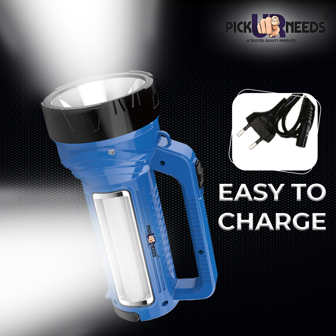 Pick Ur Needs Rechargeable Long Range LED Searchlight 100W + Side Tube 8 hrs Torch Emergency Light  (Yellow)