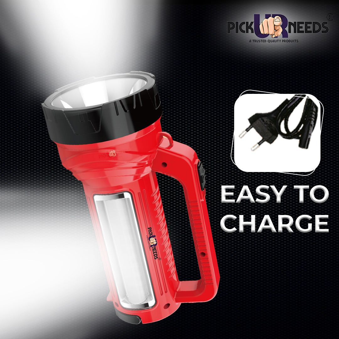 Pick Ur Needs Rechargeable Long Range LED Searchlight 100W + Side Tube 8 hrs Torch Emergency Light  (Yellow)