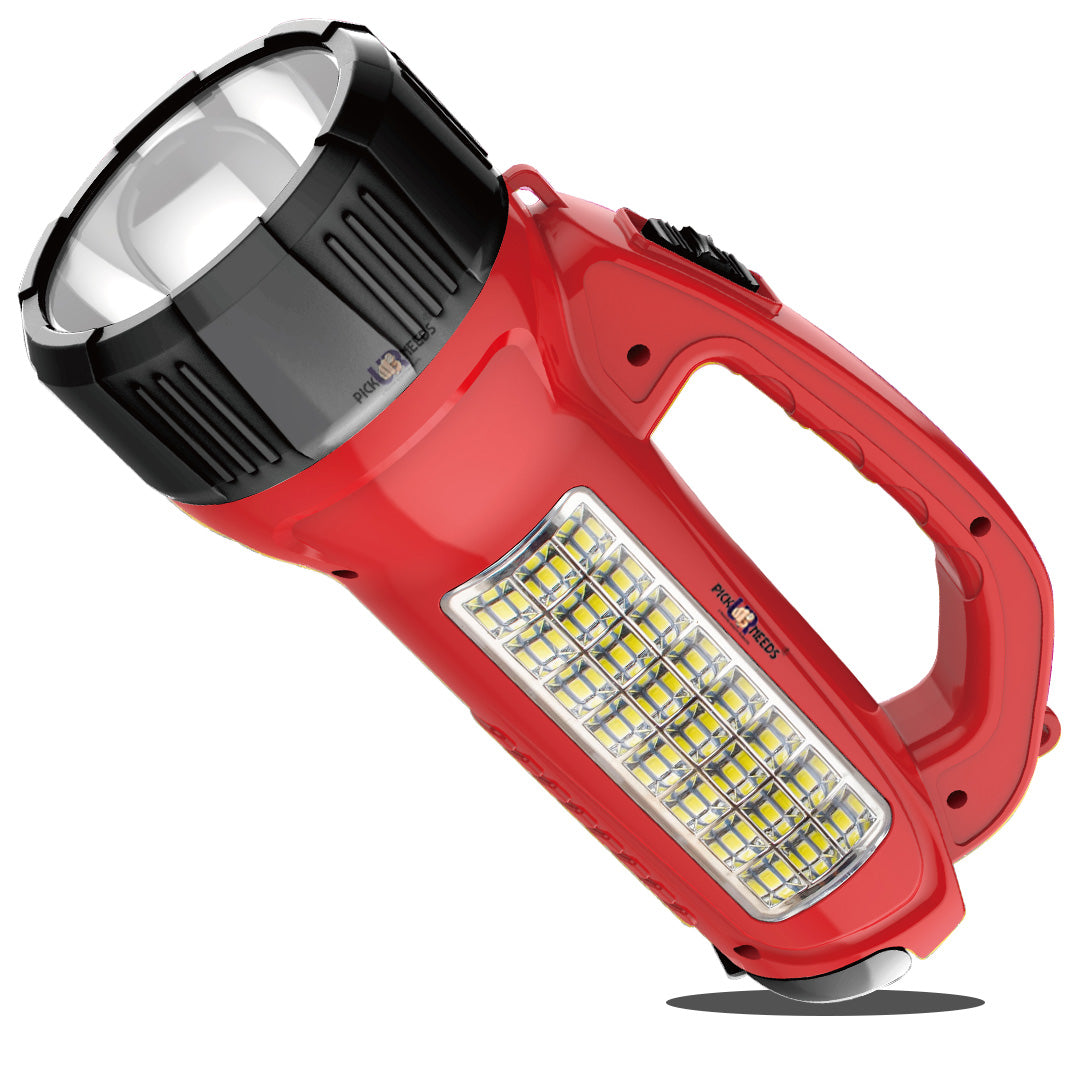 Pick Ur Needs Long Range LED Emergency 100W+24 SMD Rechargeable Search Torch Light