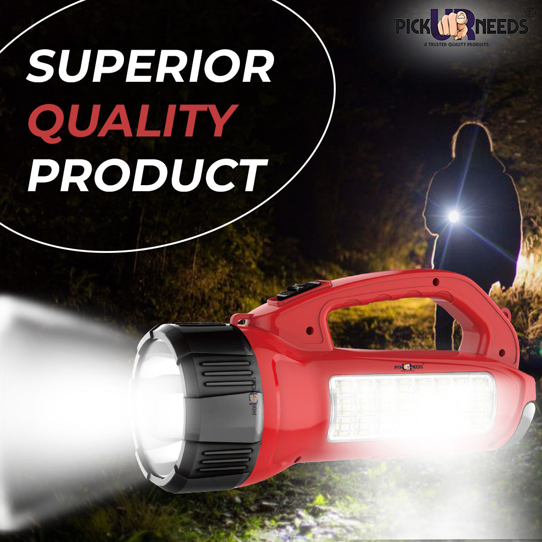 Pick Ur Needs Long Range LED Emergency 100W+24 SMD Rechargeable Search Torch Light