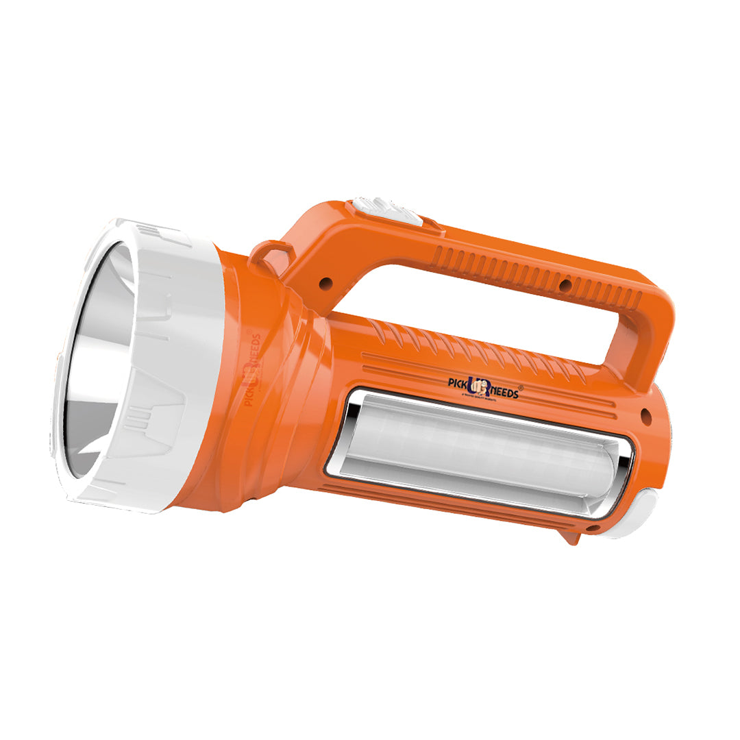 Pick Ur Needs Rechargeable Long Range LED Searchlight 100W + Side Tube 8 hrs Torch Emergency Light  (Yellow)
