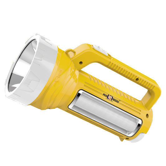Pick Ur Needs Rechargeable Long Range LED Searchlight 100W + Side Tube 8 hrs Torch Emergency Light  (Yellow)