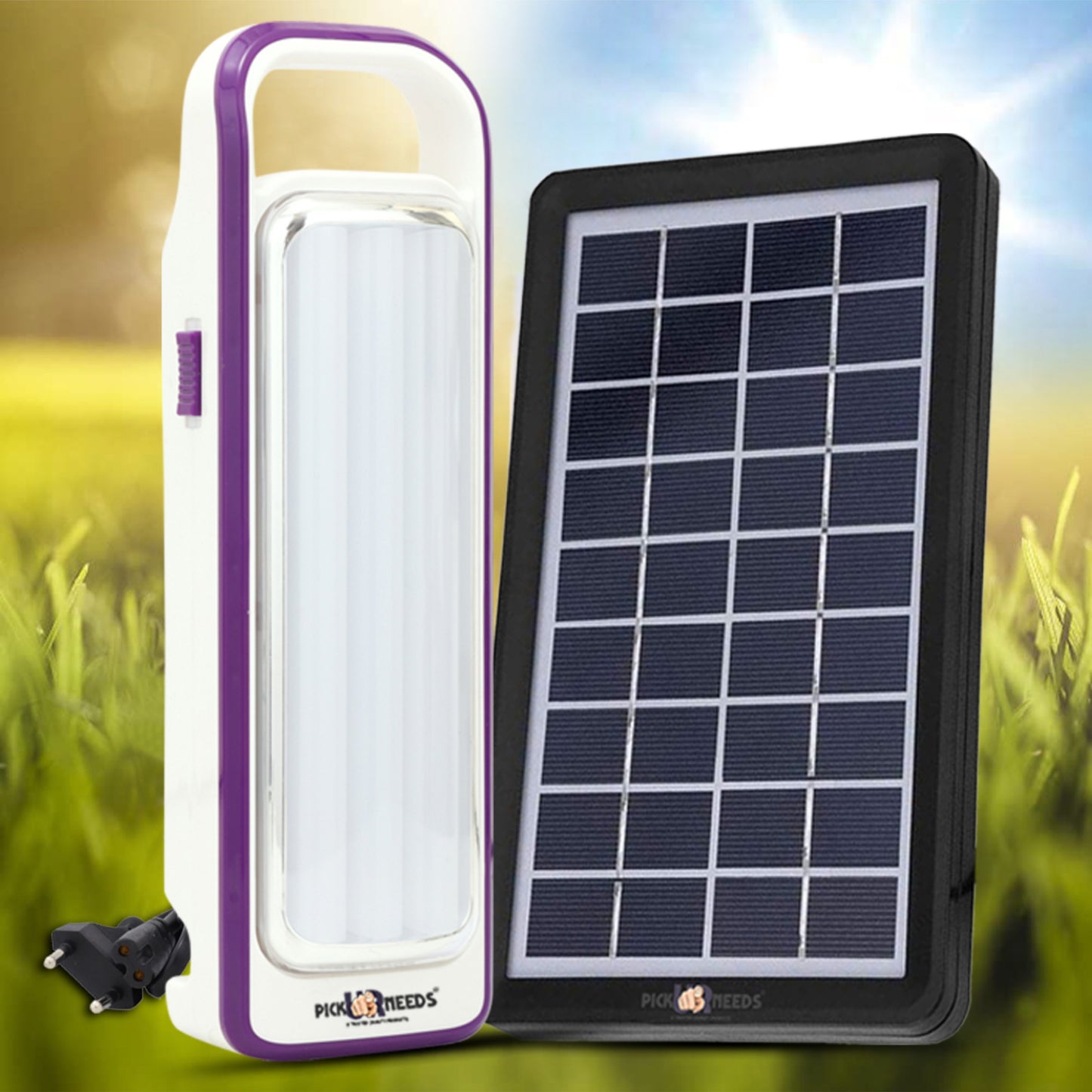 Pick Ur Needs Rechargeable LED Tube Bulbs Lantern Home Emergency Light, Portable Lamp with Solar Panel(3W+9V)