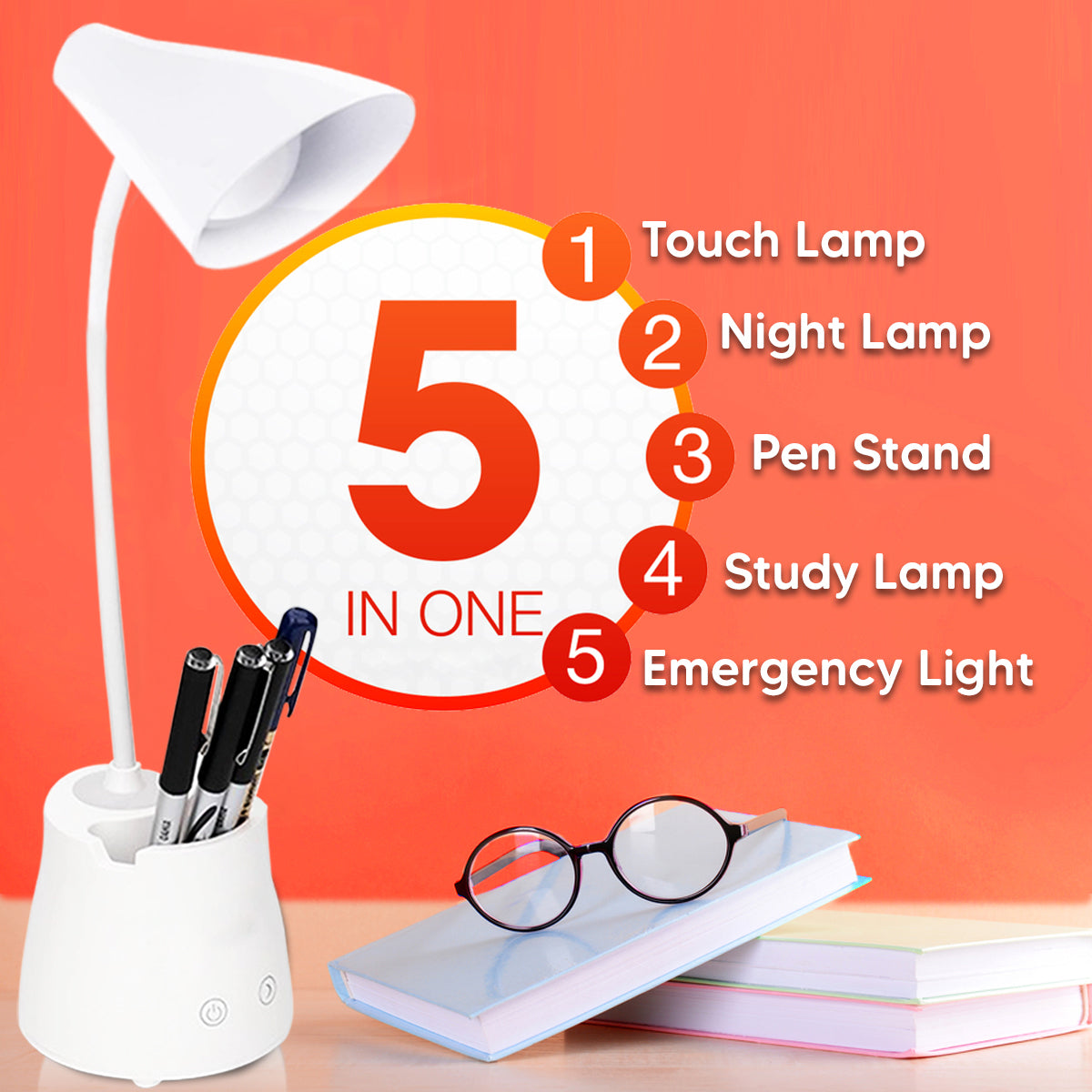 Pick Ur Needs Touch On/Off Study Table Lamp, Children Eye Protection Student Study Reading Dimmer Rechargeable Led Table Lamps USB Charging Cable