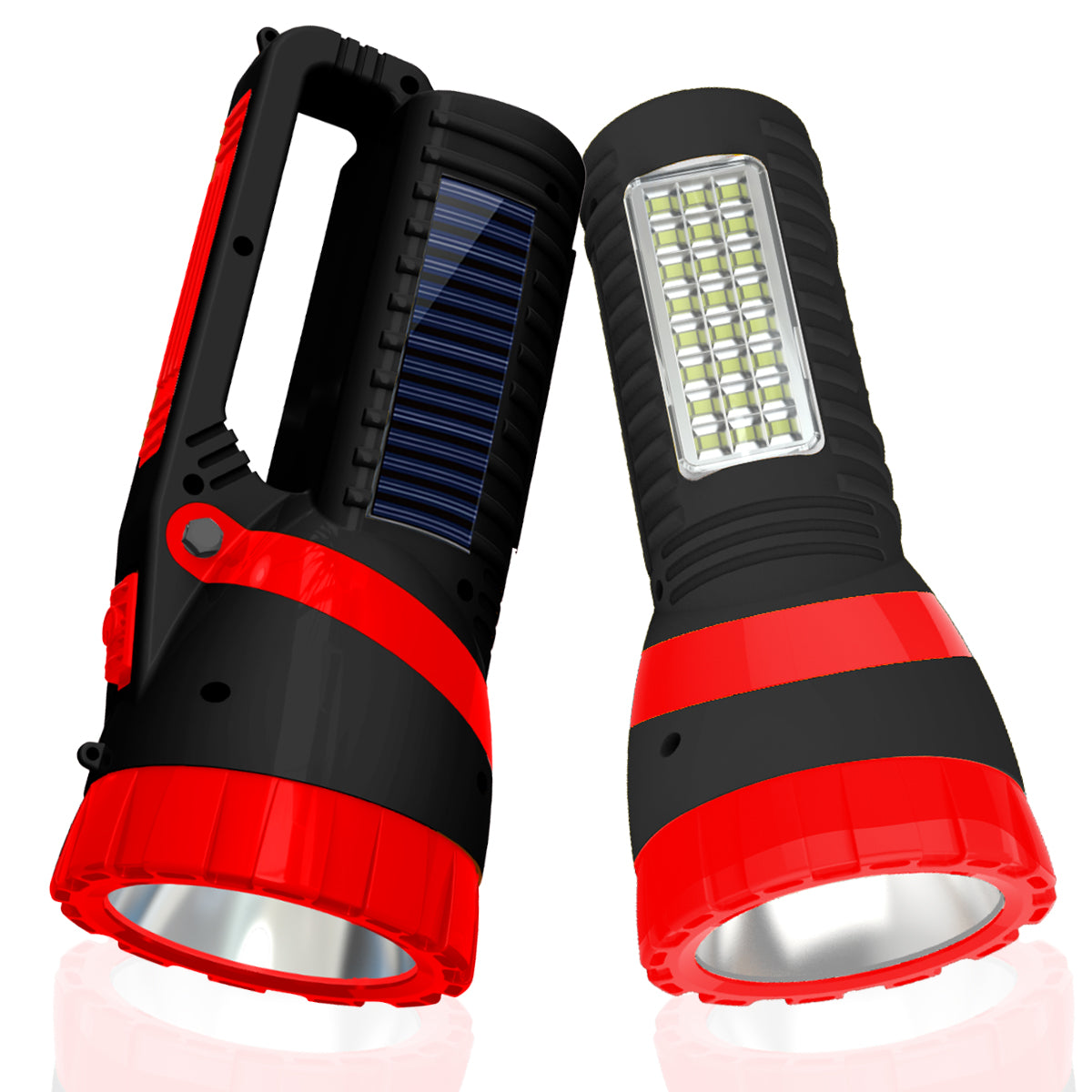 Pick Ur Needs Solar Rechargeable Emergency Long Range Search Torch Light 75 Watts + 24 SMD