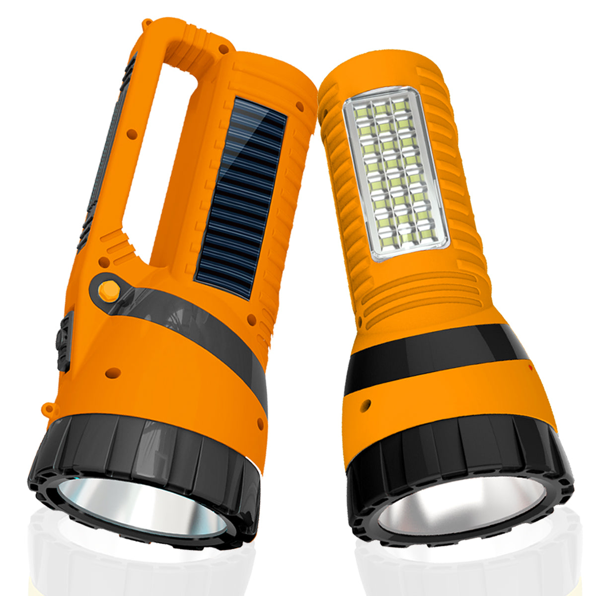 Pick Ur Needs Solar Rechargeable Emergency Long Range Search Torch Light 75 Watts + 24 SMD