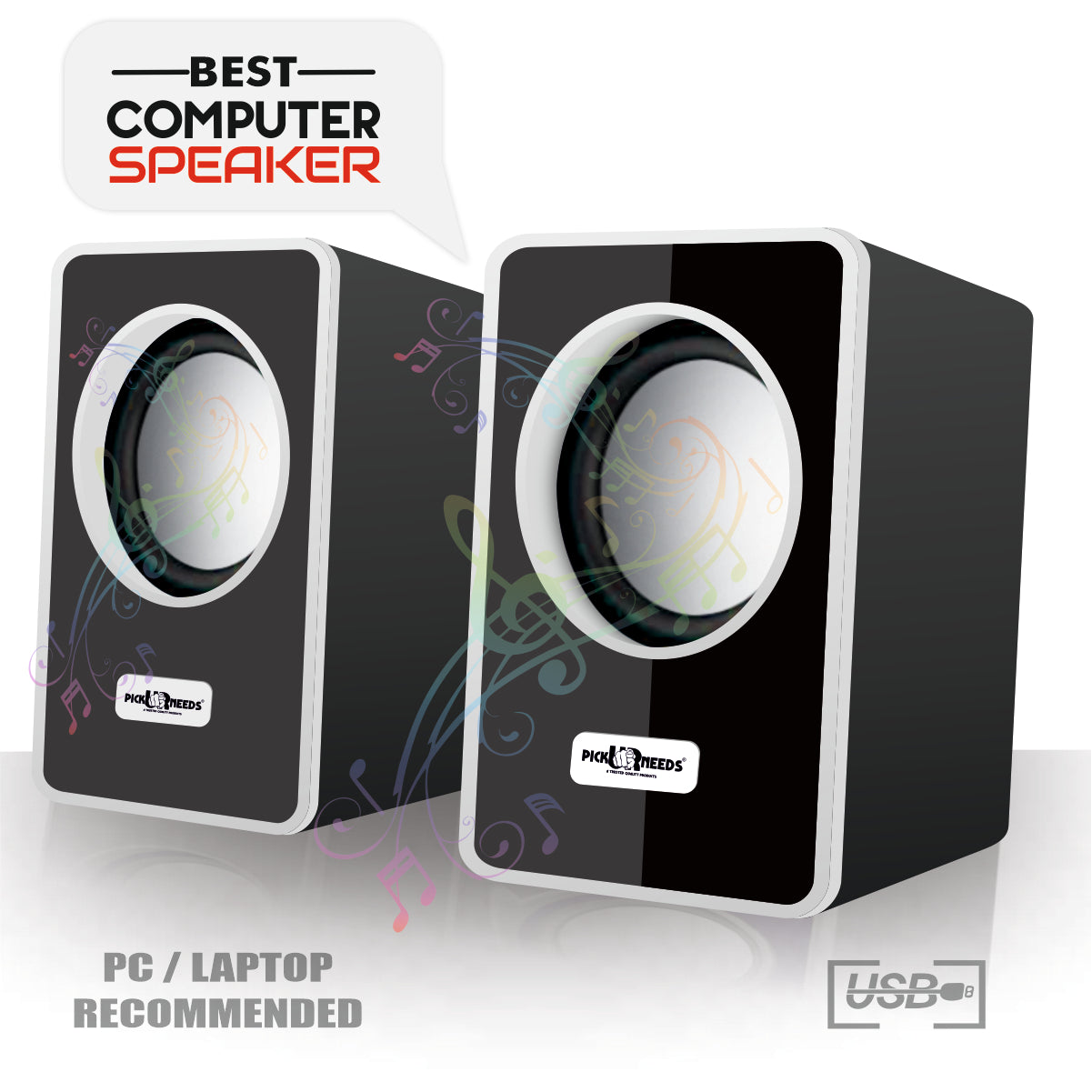 Pick Ur Needs® USB Multimedia Sound Bass Subwoofer Speaker System for PC Laptop