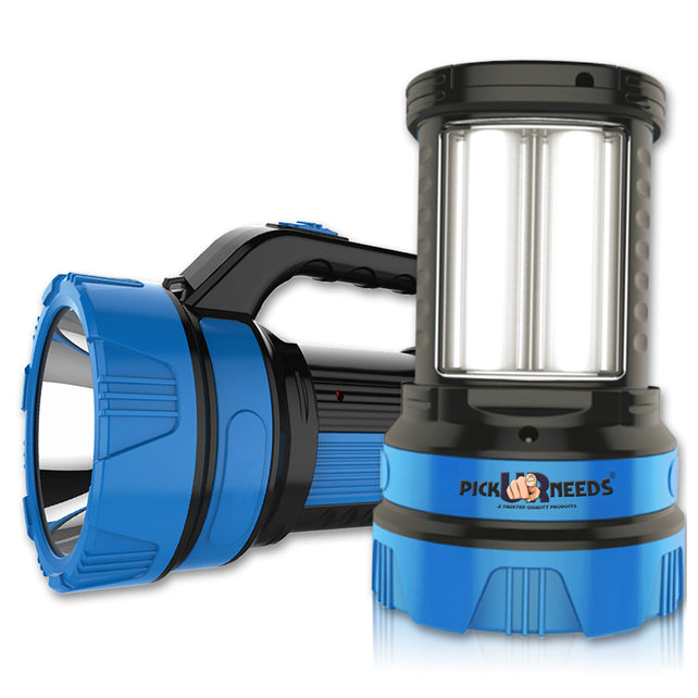Pick Ur Needs Premium Quality 50 Watt Rechargeable Long Range Search Torch With 2 Side Emergency Tube Light