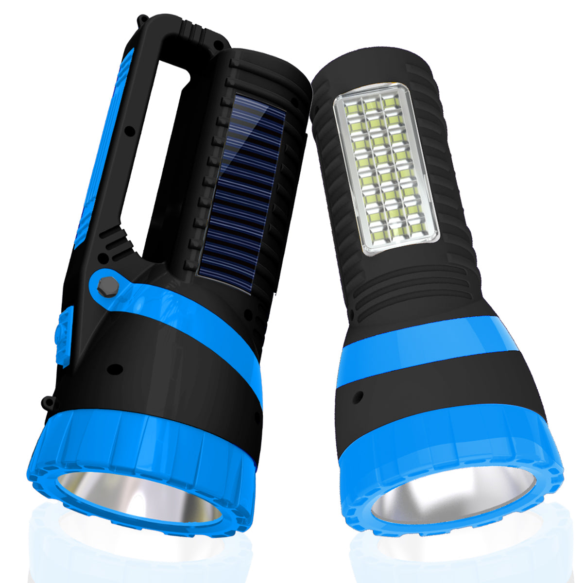 Pick Ur Needs Solar Rechargeable Emergency Long Range Search Torch Light 75 Watts + 24 SMD