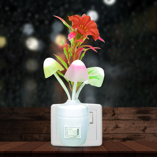 Pick Ur Needs® Color Changing LED Night Light Mushroom Lamp with Manual Switch On/Off Socket