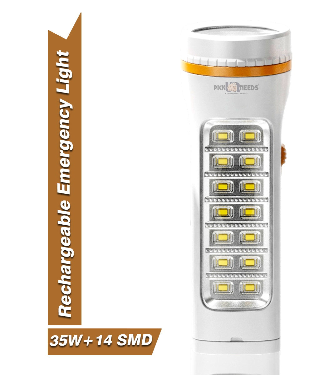 Pick Ur Needs Rechargeable 25W+10 SMD Emergency Long Range LED Torch Light With Slide charging 8 hrs Torch Emergency Light