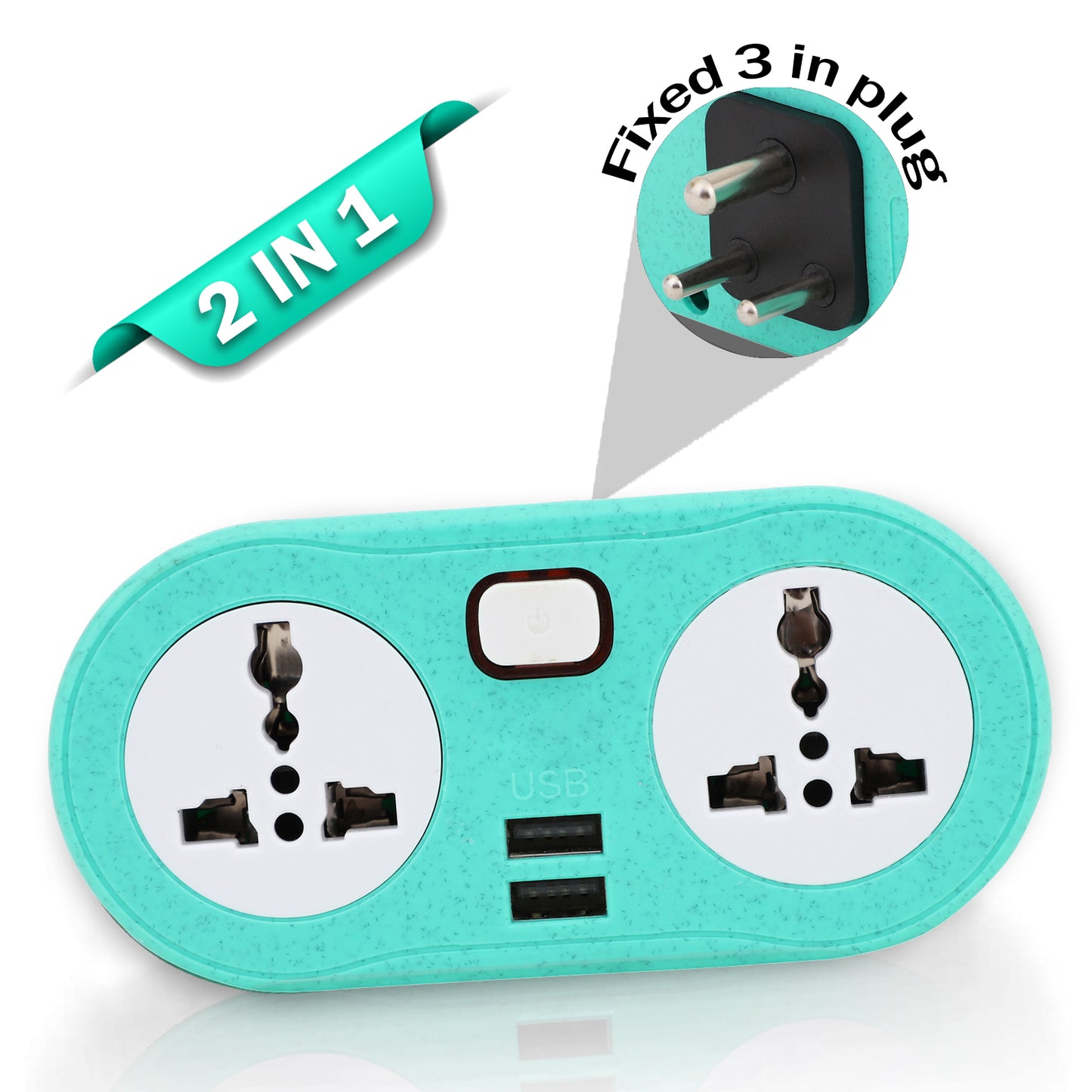 Pick Ur Needs Portable 2 USB Port & 2 USB Universal Socket Extension Boards for Multipurpose Use