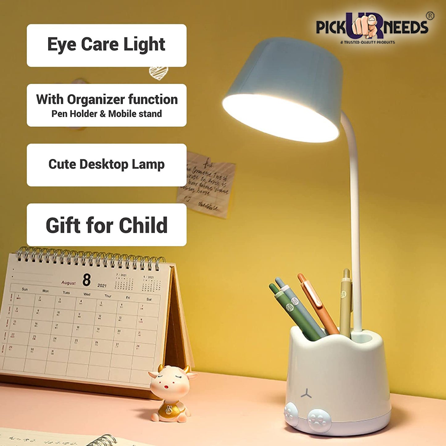 Pick Ur Needs Study Table Lamp/Desk Lamp with Pen Holder ( Colour As Per Availability )