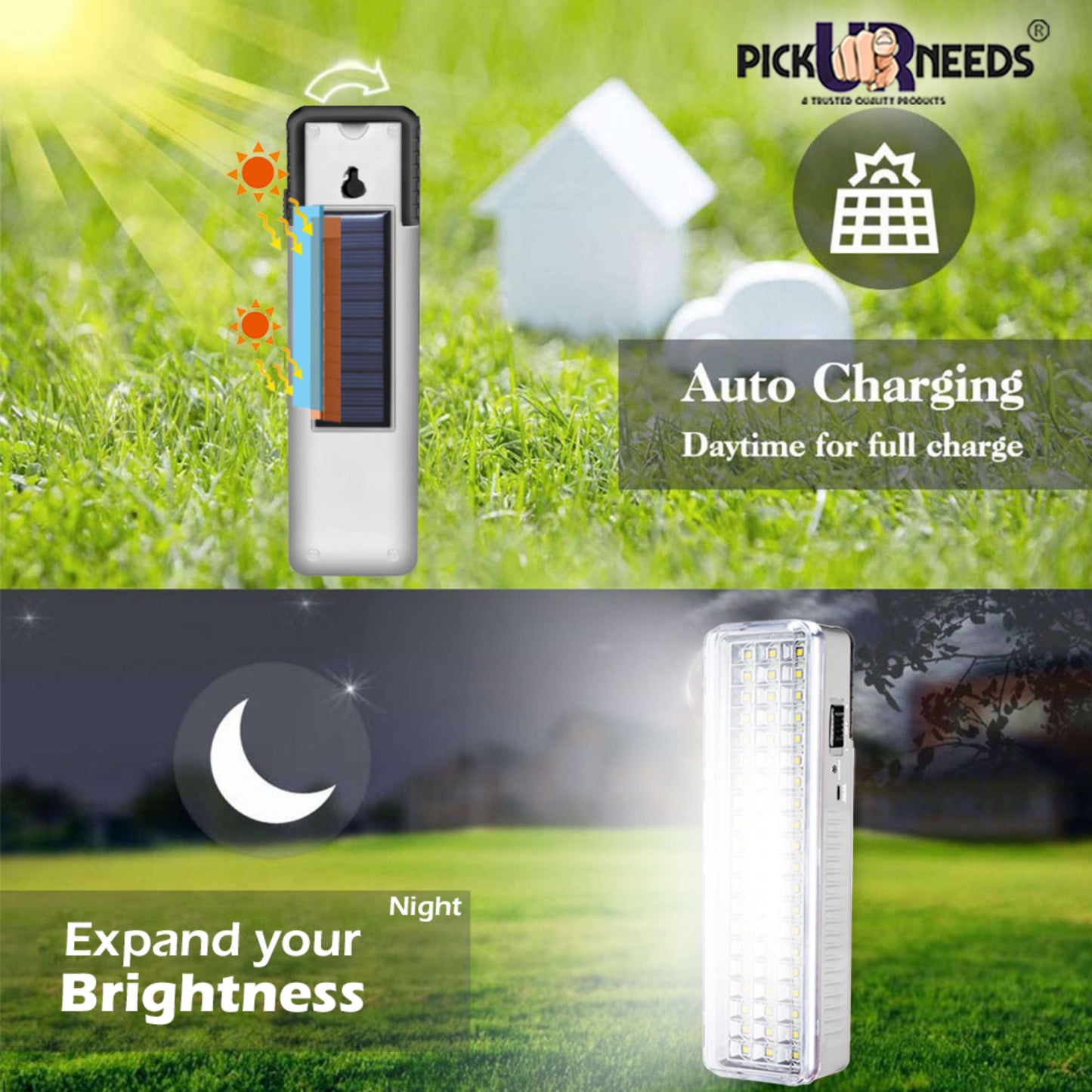 Pick Ur Needs Rechargeable 60 LED Mini Light With InBuilt Solar Panel Emergency Lantern Light