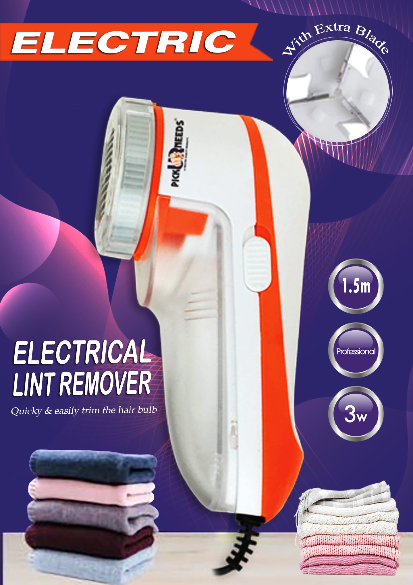 Pick Ur Needs Lint Remover for Clothes & Fabric Shaver for Woolen Clothes fuzz and pill Remover for carpet, sofa and sweaters