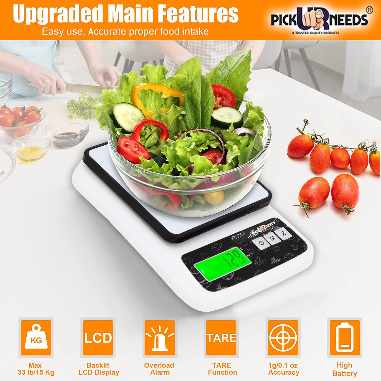 Pick Ur Needs Digital Food Scale with Bowl 10 Kg Kitchen Weighing Scale High Accuracy Weights in Grams and oz