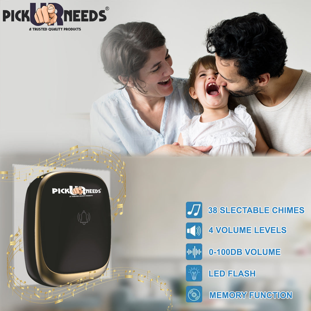 Pick Ur Needs Long Range Wireless Doorbell Easy Adjustable Ringtones with 300m Range, 36 Tunes, Led Indicator, 4 Volume Levels