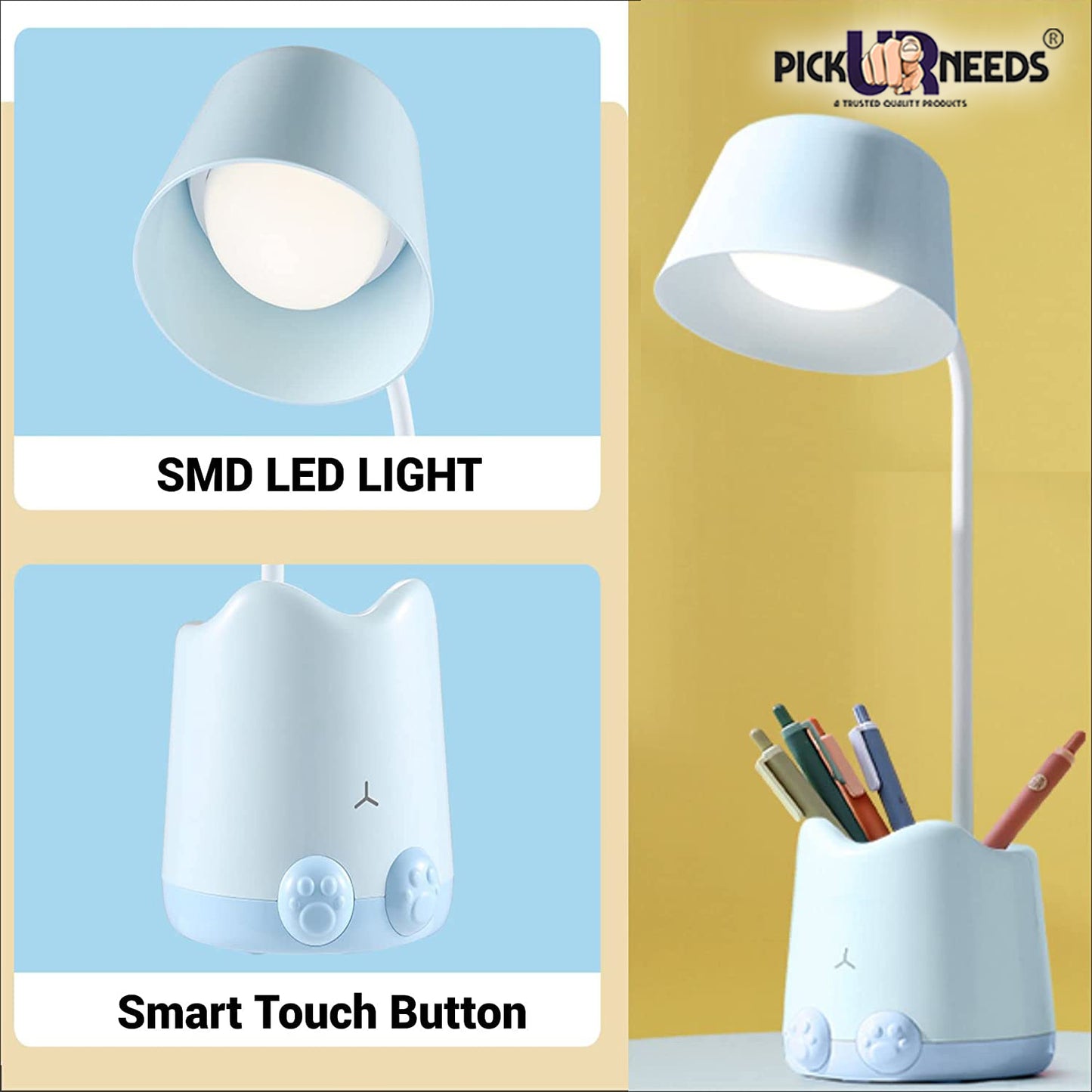 Pick Ur Needs Study Table Lamp/Desk Lamp with Pen Holder ( Colour As Per Availability )